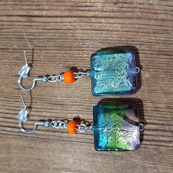 *5 For $20***Colorful Foil Glass Bead Earrings,  Handmade Ladies Beaded Earrings - Picture 5 of 5